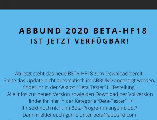 ABBUND 2020 BETA-HF18 ist jetzt verfügbar!